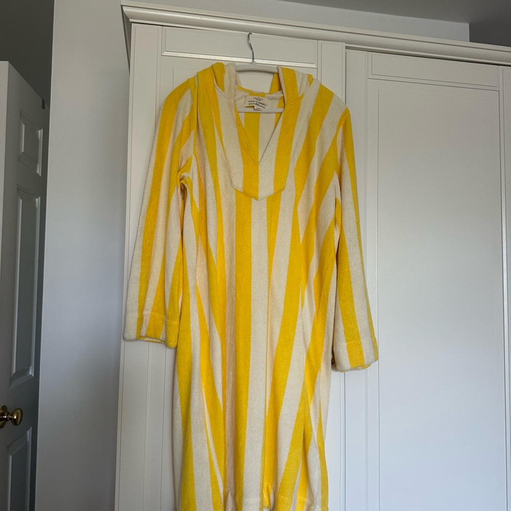 Trovata Yellow and White Striped Hooded Dress